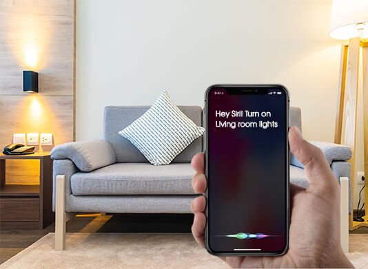 Câu lệnh bật đèn phòng khách với siri bằng tiếng Anh