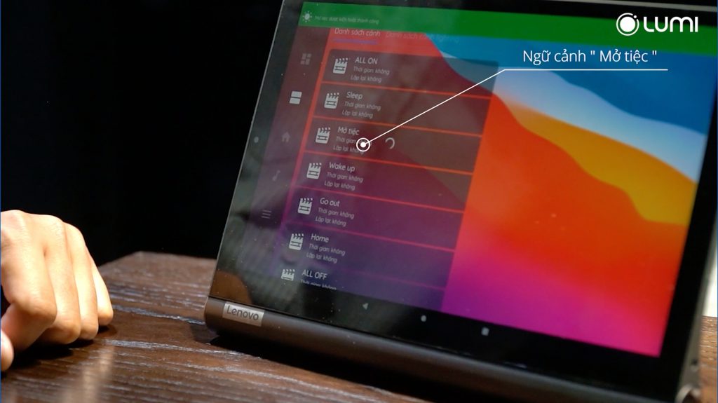 Ngữ cảnh “Mở tiệc" được kích hoạt