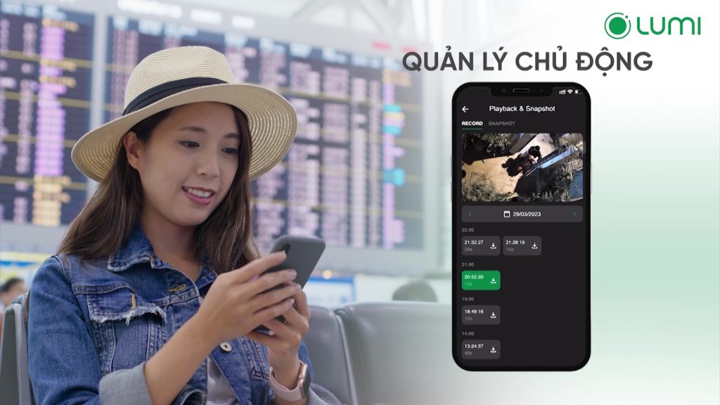 Người dùng dễ dàng xem trực tuyến, xem lại hoặc tải xuống sự kiện dù ở bất kỳ đâu qua app Lumi Life