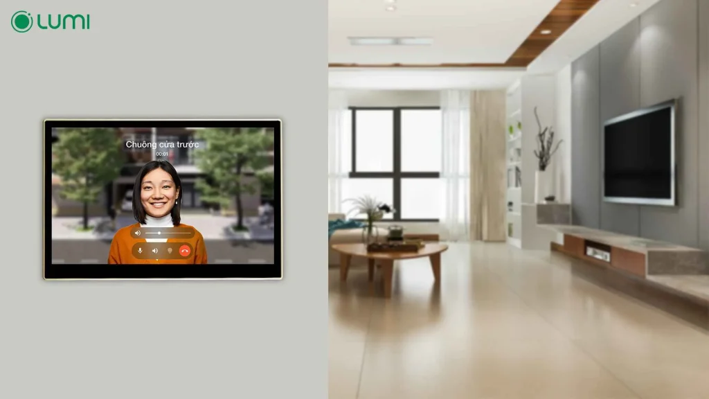 Gọi thoại/video với khách tới chơi qua màn hình Wallpad 10.1 inch sắc nét