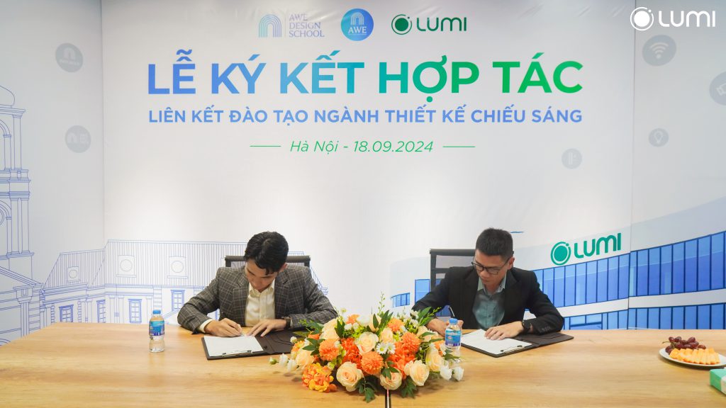 Đại diện Lumi Việt Nam và trường AWE ký kết hợp tác