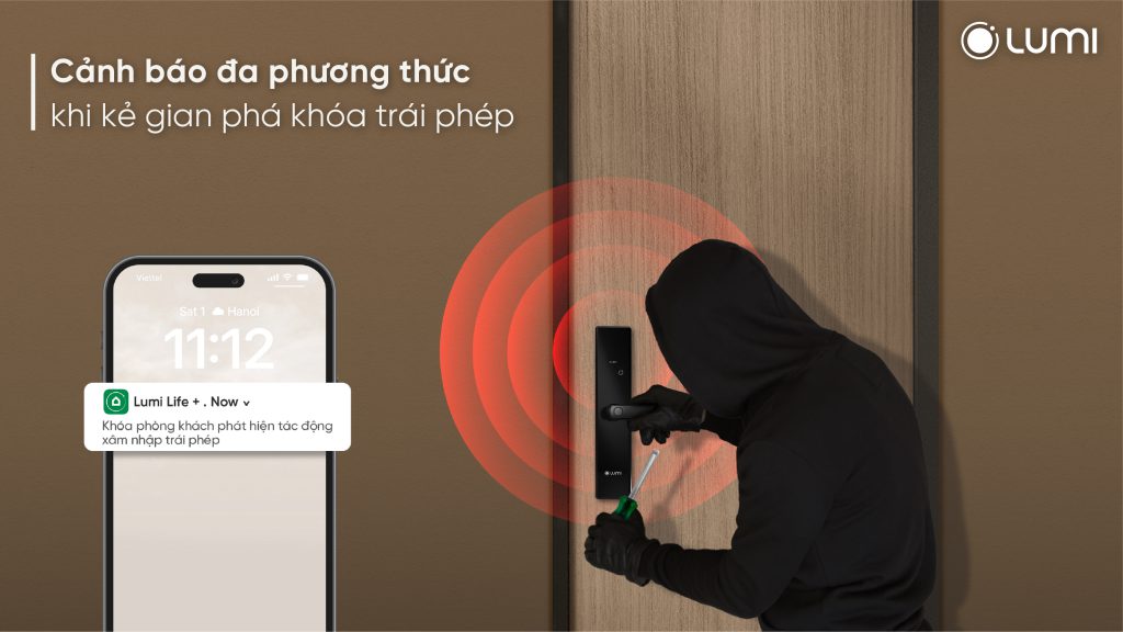 Khóa Lumi cảnh báo đa phương thức về các nghi vấn xâm nhập trái phép