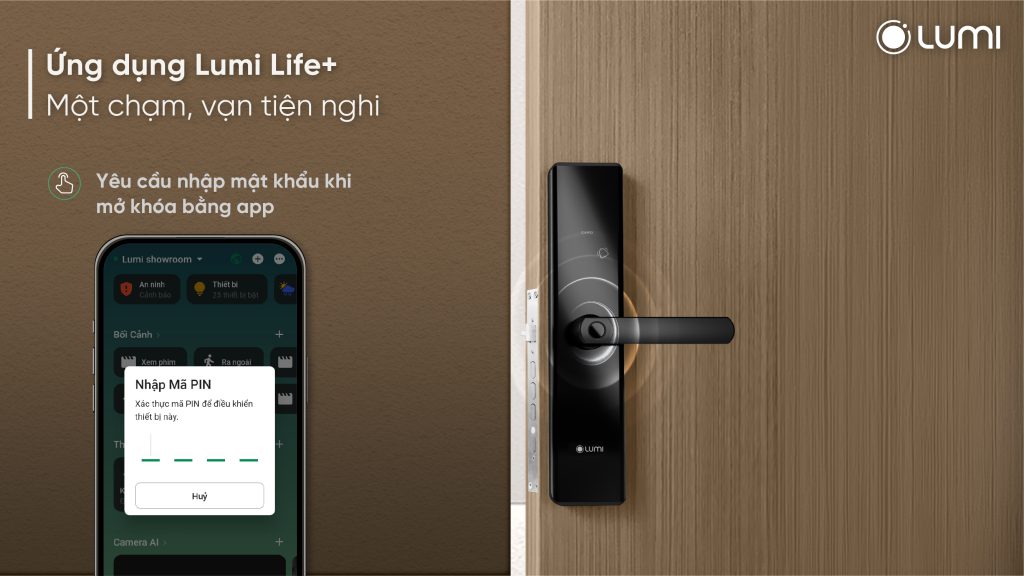 Khóa Lumi cho phép cài đặt mật mã, tăng cường bảo mật khi điều khiển trên app Lumi Life+