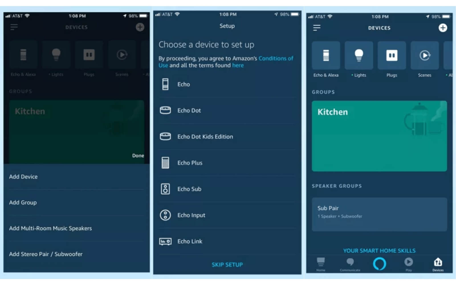 Trong ứng dụng, chọn “Devices” > nhấn “+” > “Add Device”