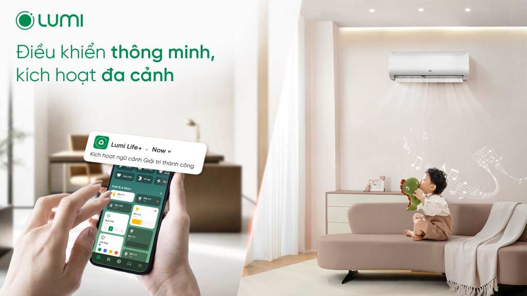 Công tắc Lumes cho phép điều khiển qua nút bấm, điện thoại hay các rule/cảnh/lịch tiện ích