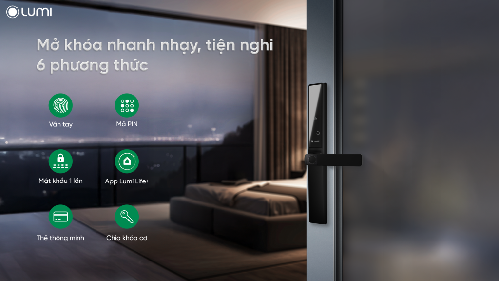 Mở khóa nhanh nhạy, tiện nghi với 6 phương thức